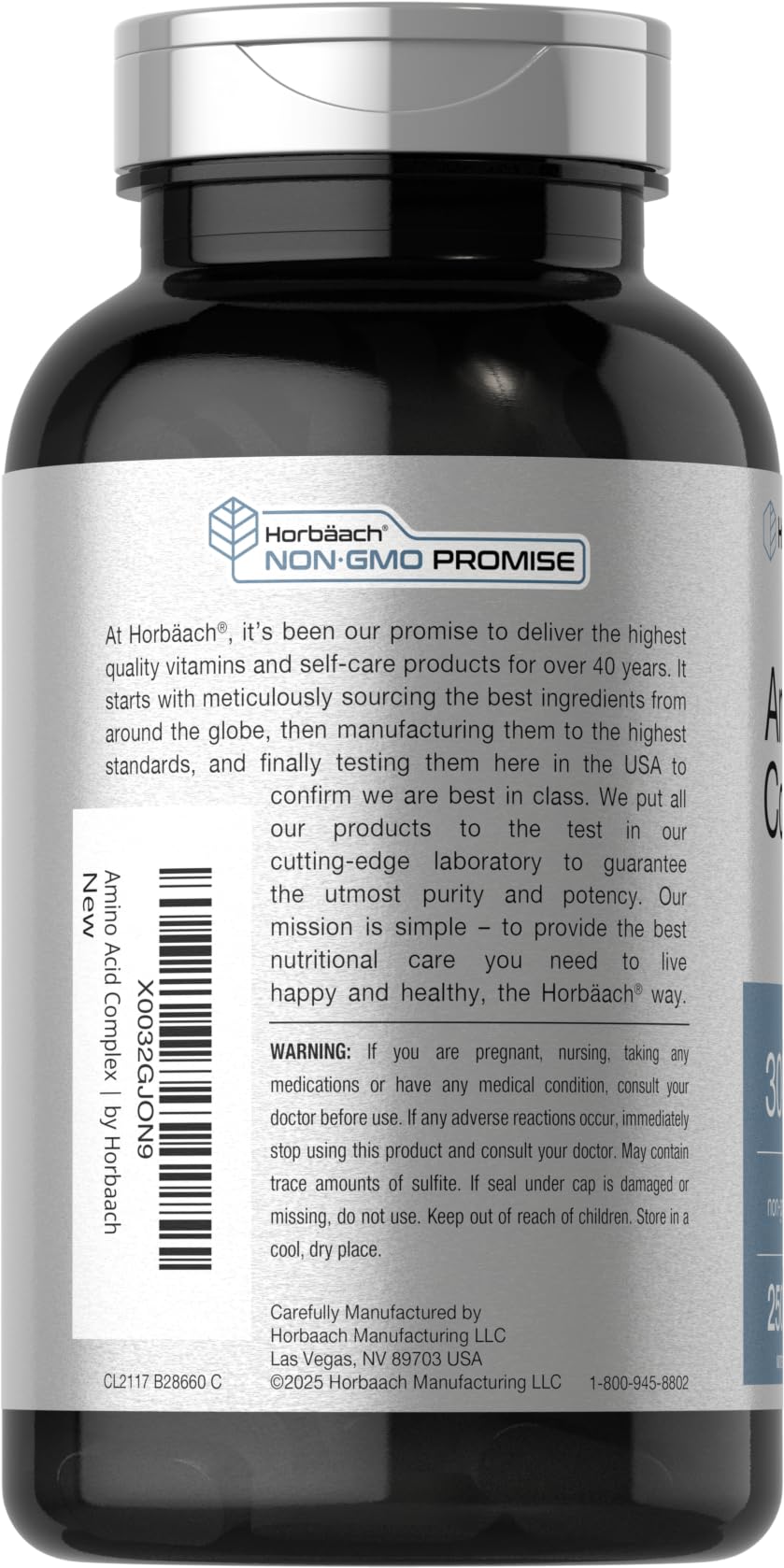 Horbäach Amino Acid Complex 3000mg | 250 Caplets | Non-GMO, Gluten Free Supplement - dailyvitalstore