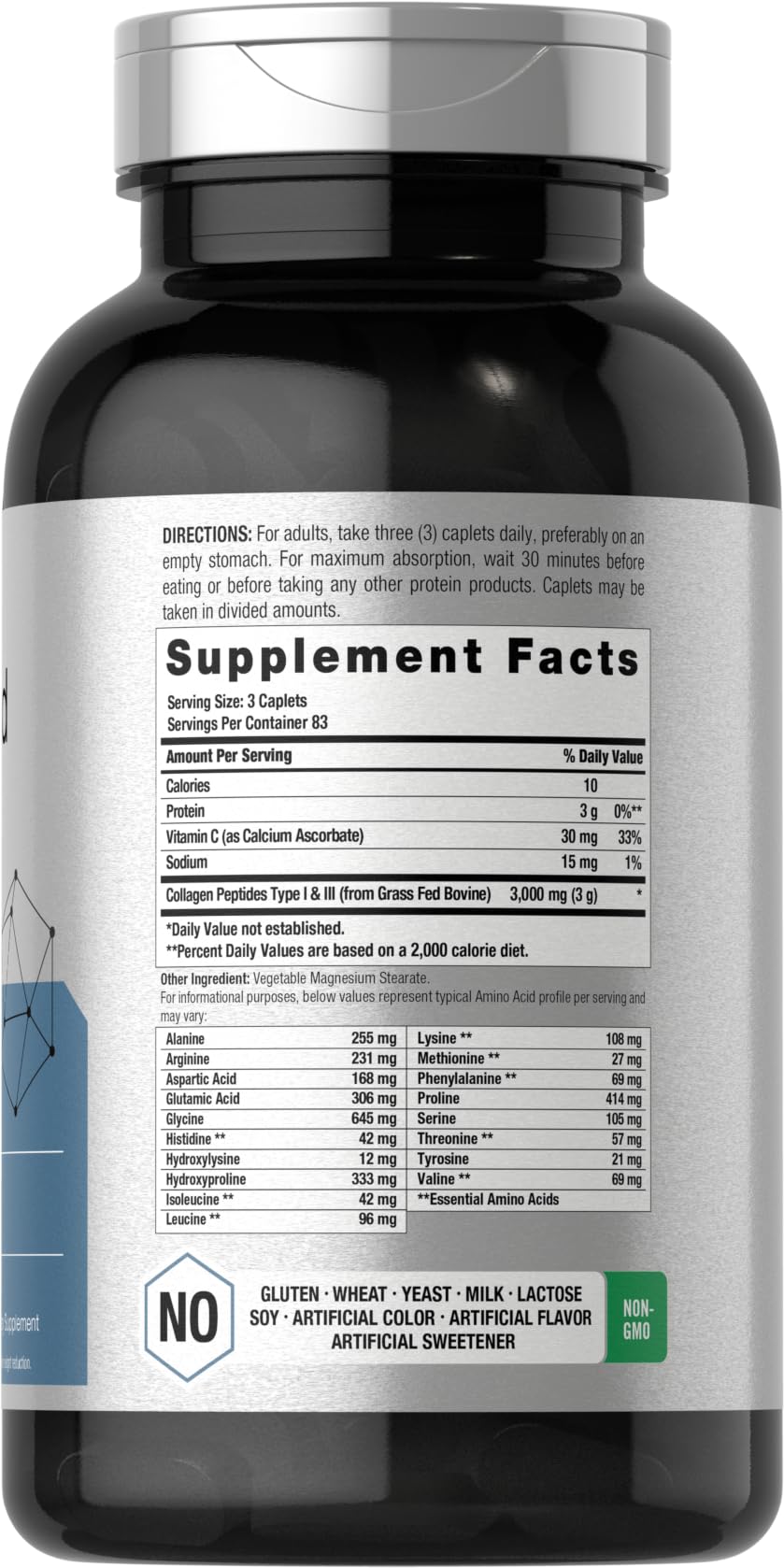 Horbäach Amino Acid Complex 3000mg | 250 Caplets | Non-GMO, Gluten Free Supplement - dailyvitalstore