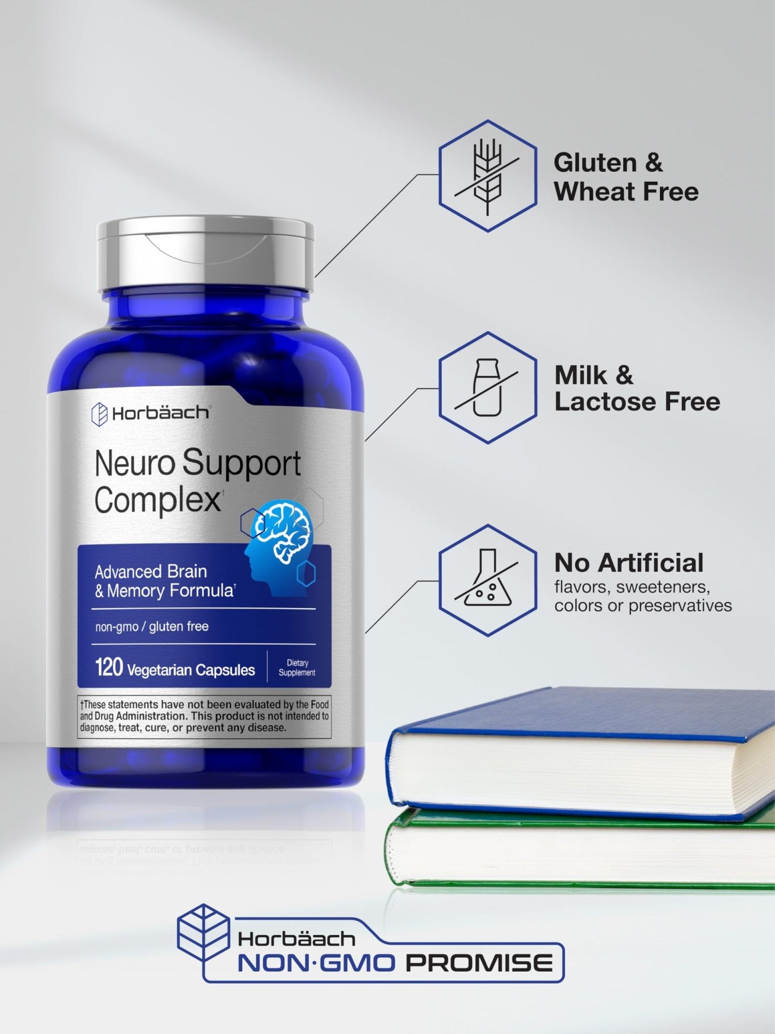Horbäach Brain Supplement | 120 Capsules | with Phosphatidylserine & DMAE | Advanced Formula for Memory, Focus, Clarity | Vegetarian & Gluten Free | Neuro Support - dailyvitalstore