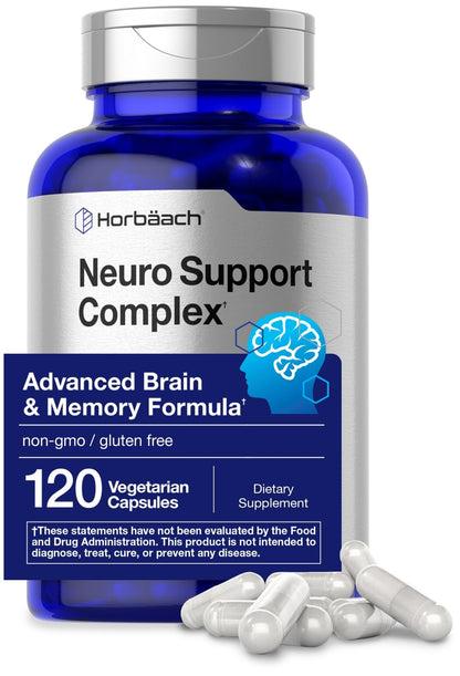 Horbäach Brain Supplement | 120 Capsules | with Phosphatidylserine & DMAE | Advanced Formula for Memory, Focus, Clarity | Vegetarian & Gluten Free | Neuro Support - dailyvitalstore