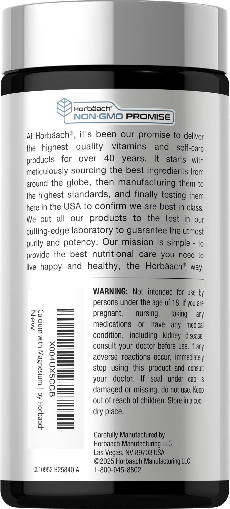 Horbäach Calcium Magnesium D3 | 180 Coated Caplets | Supports Bone Density | Supplement for Men and Women - dailyvitalstore