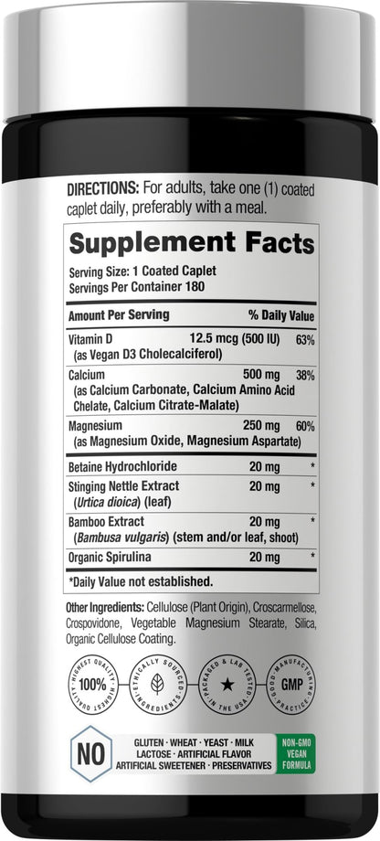 Horbäach Calcium Magnesium D3 | 180 Coated Caplets | Supports Bone Density | Supplement for Men and Women - dailyvitalstore