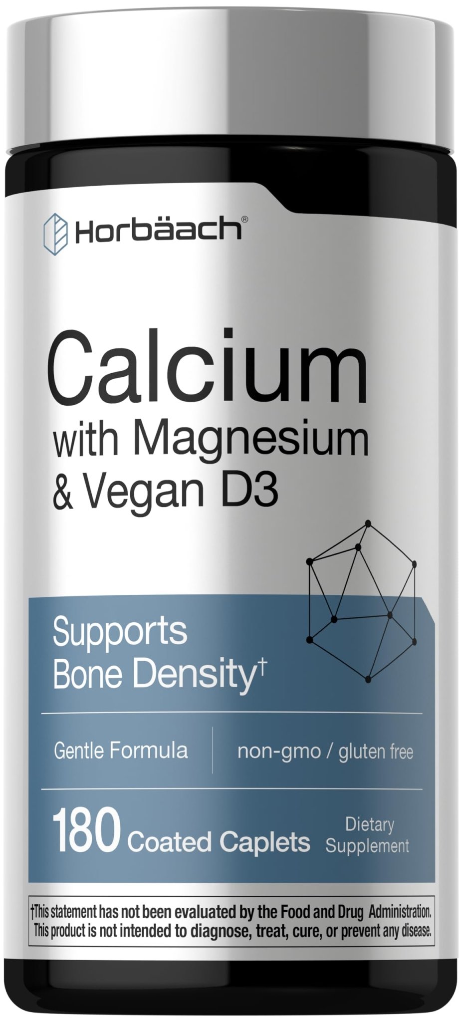 Horbäach Calcium Magnesium D3 | 180 Coated Caplets | Supports Bone Density | Supplement for Men and Women - dailyvitalstore