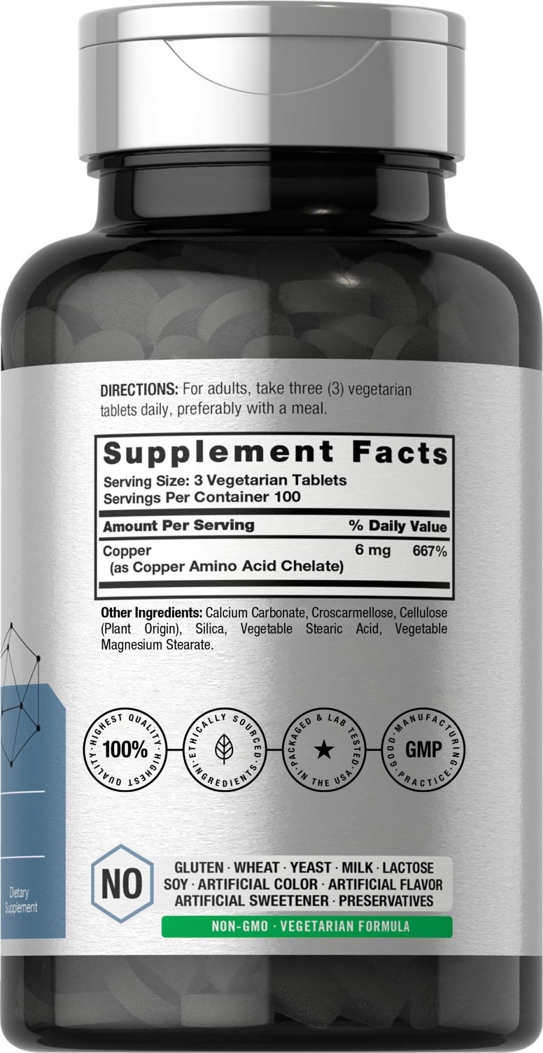 Horbäach Chelated Copper Supplement 6mg | 300 Tablets | Essential Trace Mineral | Vegetarian, Non-GMO, Gluten Free - dailyvitalstore