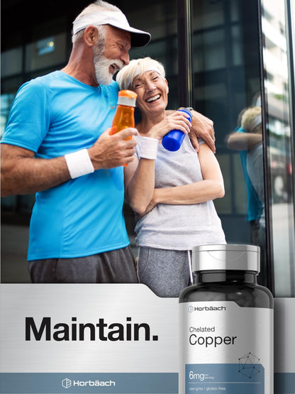Horbäach Chelated Copper Supplement 6mg | 300 Tablets | Essential Trace Mineral | Vegetarian, Non-GMO, Gluten Free - dailyvitalstore
