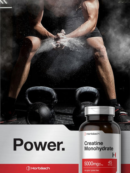 Horbäach Creatine Monohydrate | 5g | 225 Capsules | Non-GMO, Gluten Free Supplement - dailyvitalstore
