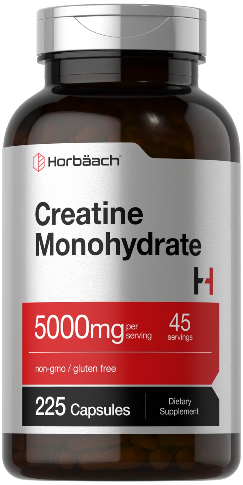 Horbäach Creatine Monohydrate | 5g | 225 Capsules | Non-GMO, Gluten Free Supplement - dailyvitalstore