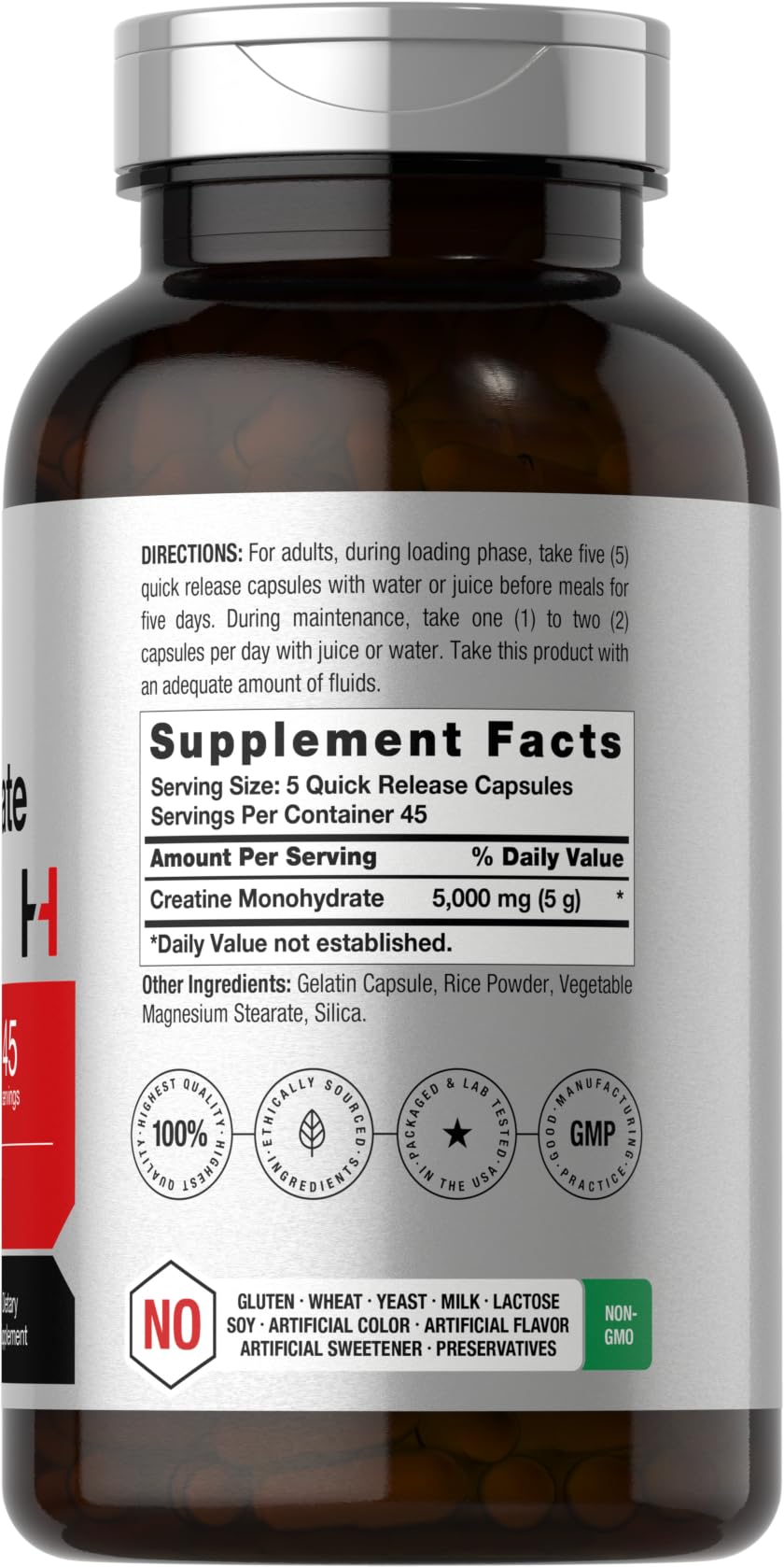 Horbäach Creatine Monohydrate | 5g | 225 Capsules | Non-GMO, Gluten Free Supplement - dailyvitalstore