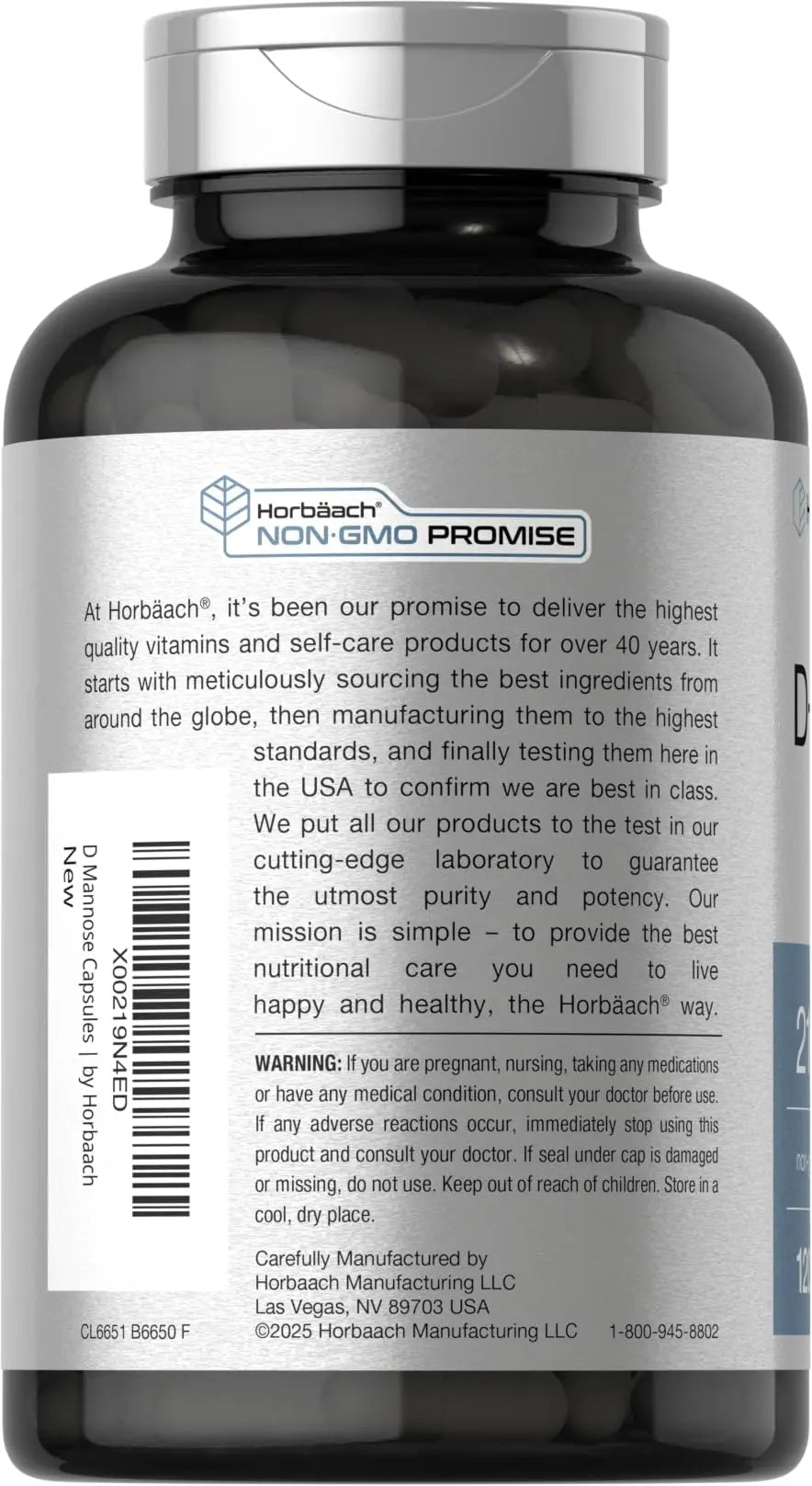 Horbäach D-Mannose Supplement 2100mg | 120 Capsules | Pills for Women and Men | Non-GMO & Gluten Free - dailyvitalstore