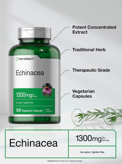 Horbäach Echinacea Extract Capsules | 300 Count | Vegan, Non-GMO, Gluten Free Supplement - dailyvitalstore