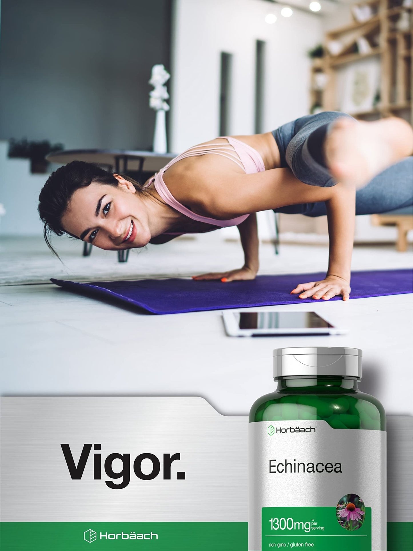 Horbäach Echinacea Extract Capsules | 300 Count | Vegan, Non-GMO, Gluten Free Supplement - dailyvitalstore