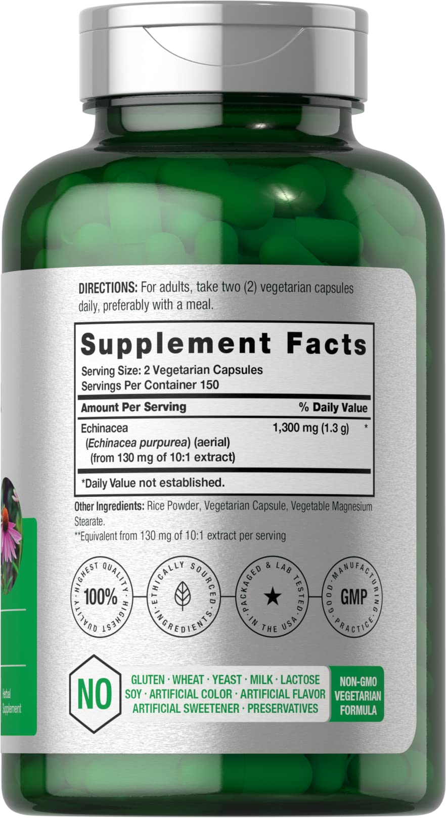 Horbäach Echinacea Extract Capsules | 300 Count | Vegan, Non-GMO, Gluten Free Supplement - dailyvitalstore