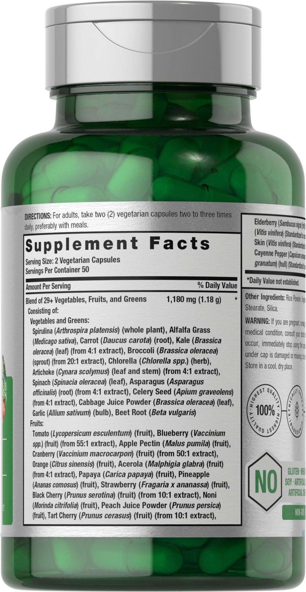 Horbäach Mega Fruits and Veggies Supplement | 100 Capsules | Vegetarian, Non-GMO and Gluten Free - dailyvitalstore