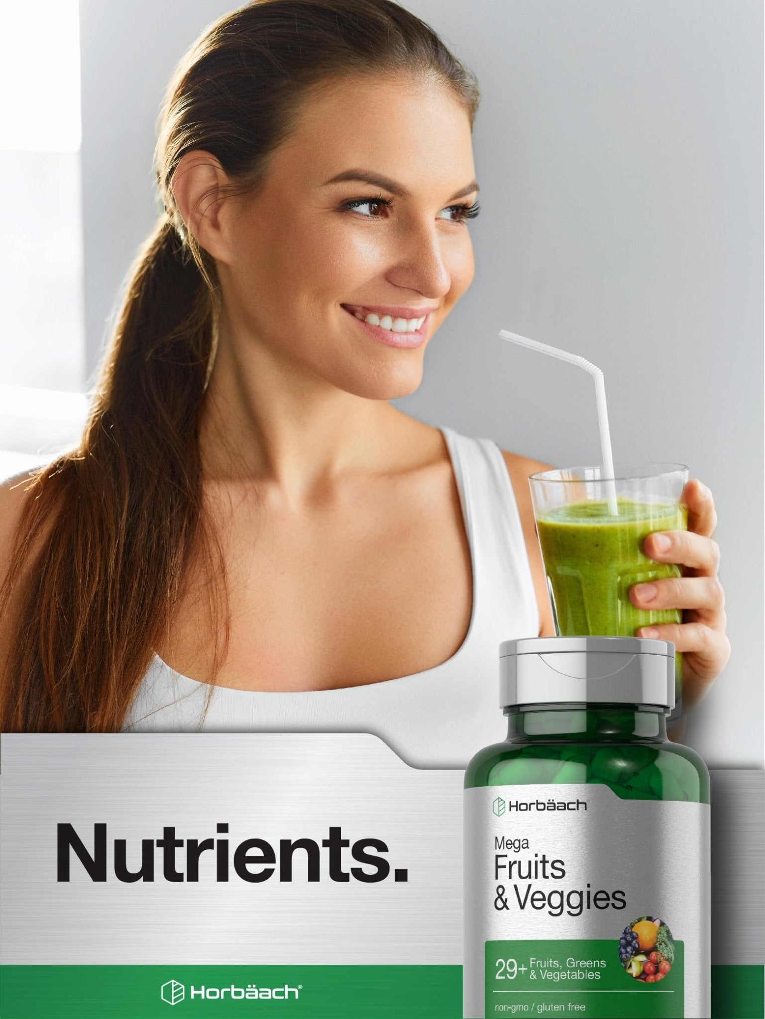 Horbäach Mega Fruits and Veggies Supplement | 100 Capsules | Vegetarian, Non-GMO and Gluten Free - dailyvitalstore