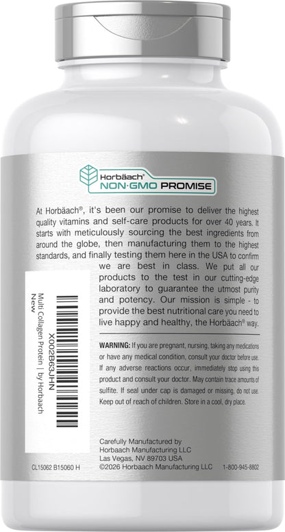 Horbäach Multi Collagen Protein 2000 mg | 180 Capsules | Hydrolyzed Collagen Type I, II, III, V, X | Keto & Paleo Friendly, Non-GMO, Gluten Free Supplement - dailyvitalstore