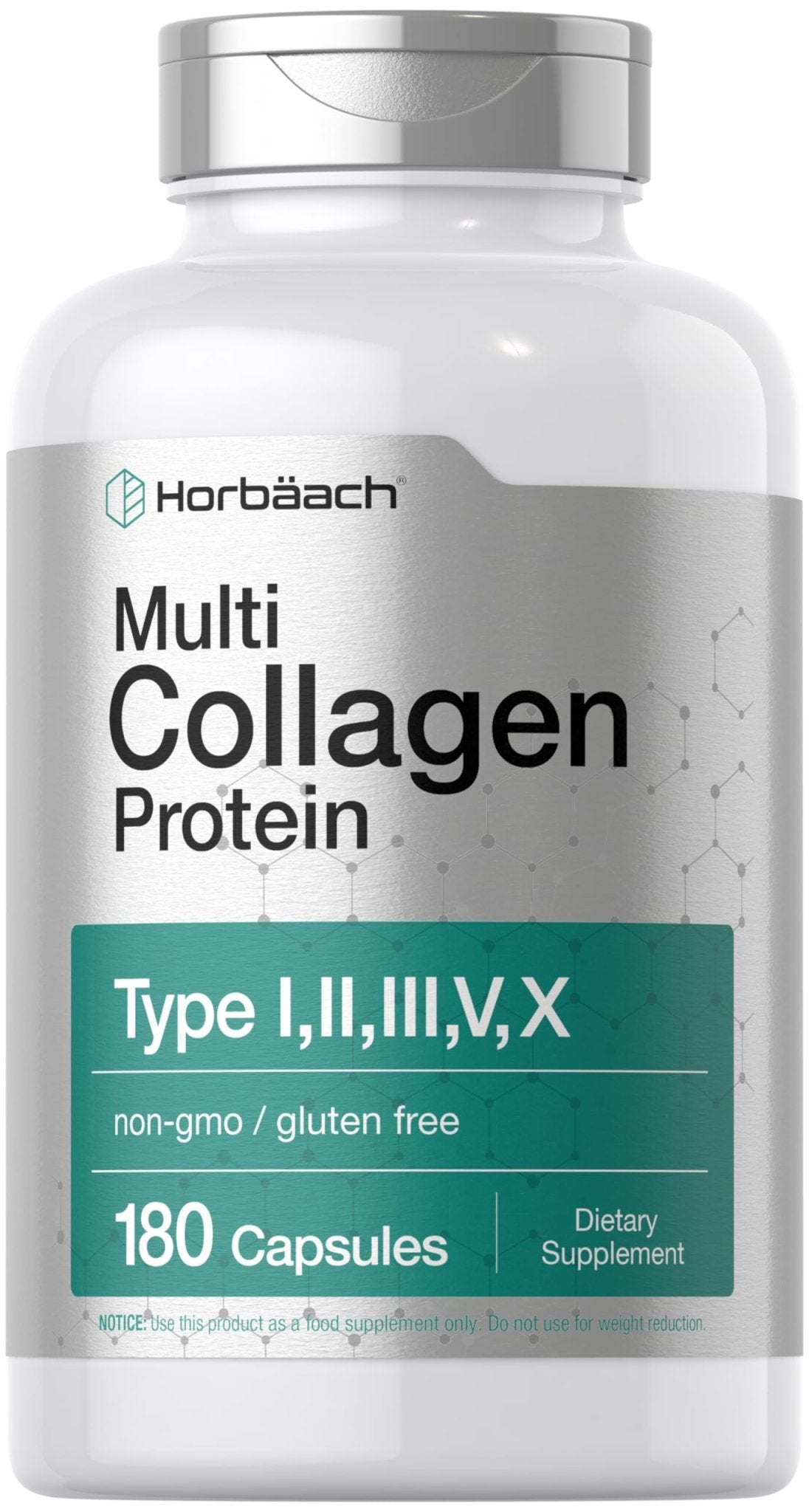 Horbäach Multi Collagen Protein 2000 mg | 180 Capsules | Hydrolyzed Collagen Type I, II, III, V, X | Keto & Paleo Friendly, Non-GMO, Gluten Free Supplement - dailyvitalstore