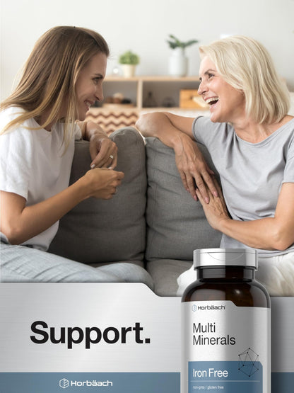 Horbäach Multi Minerals Supplement | 250 Capsules | Iron Free | Daily Mineral Complex for Men and Women | Non-GMO & Gluten Free - dailyvitalstore
