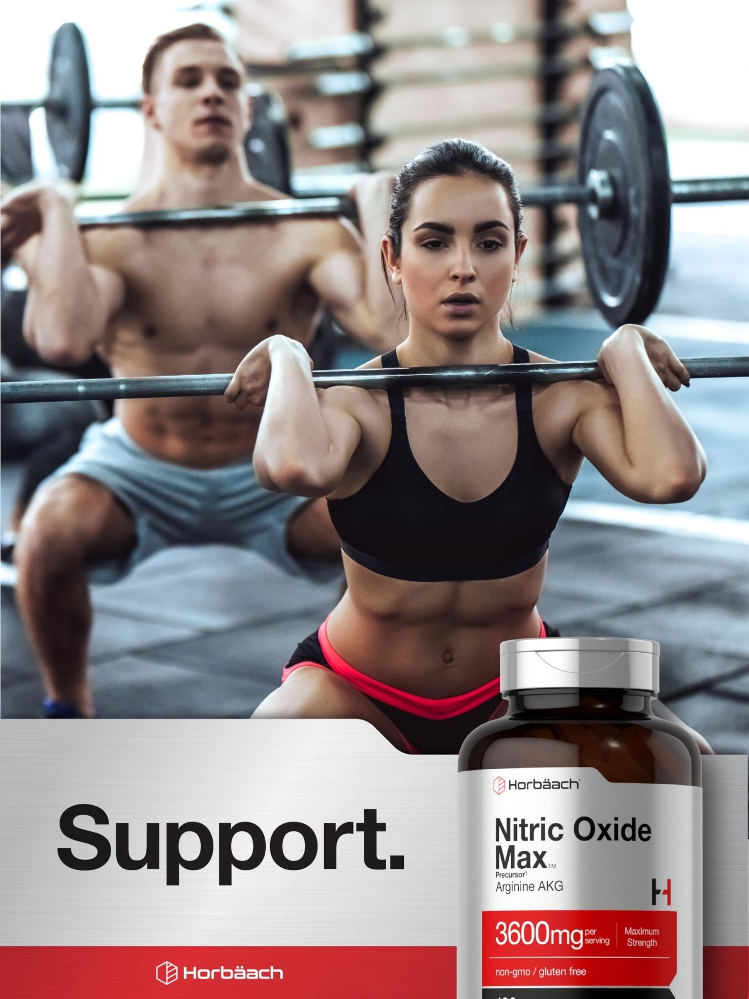 Horbäach Nitric Oxide Max 3600mg | 120 Caplets | with Arginine AAKG for Men and Women | Vegetarian, Non-GMO - dailyvitalstore