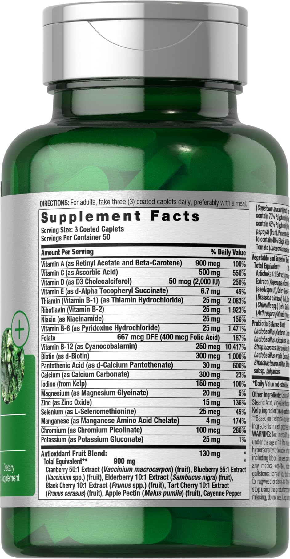 Horbäach Super Greens Supplement with Probiotics | 150 Caplets | Non-GMO, and Gluten Free - dailyvitalstore