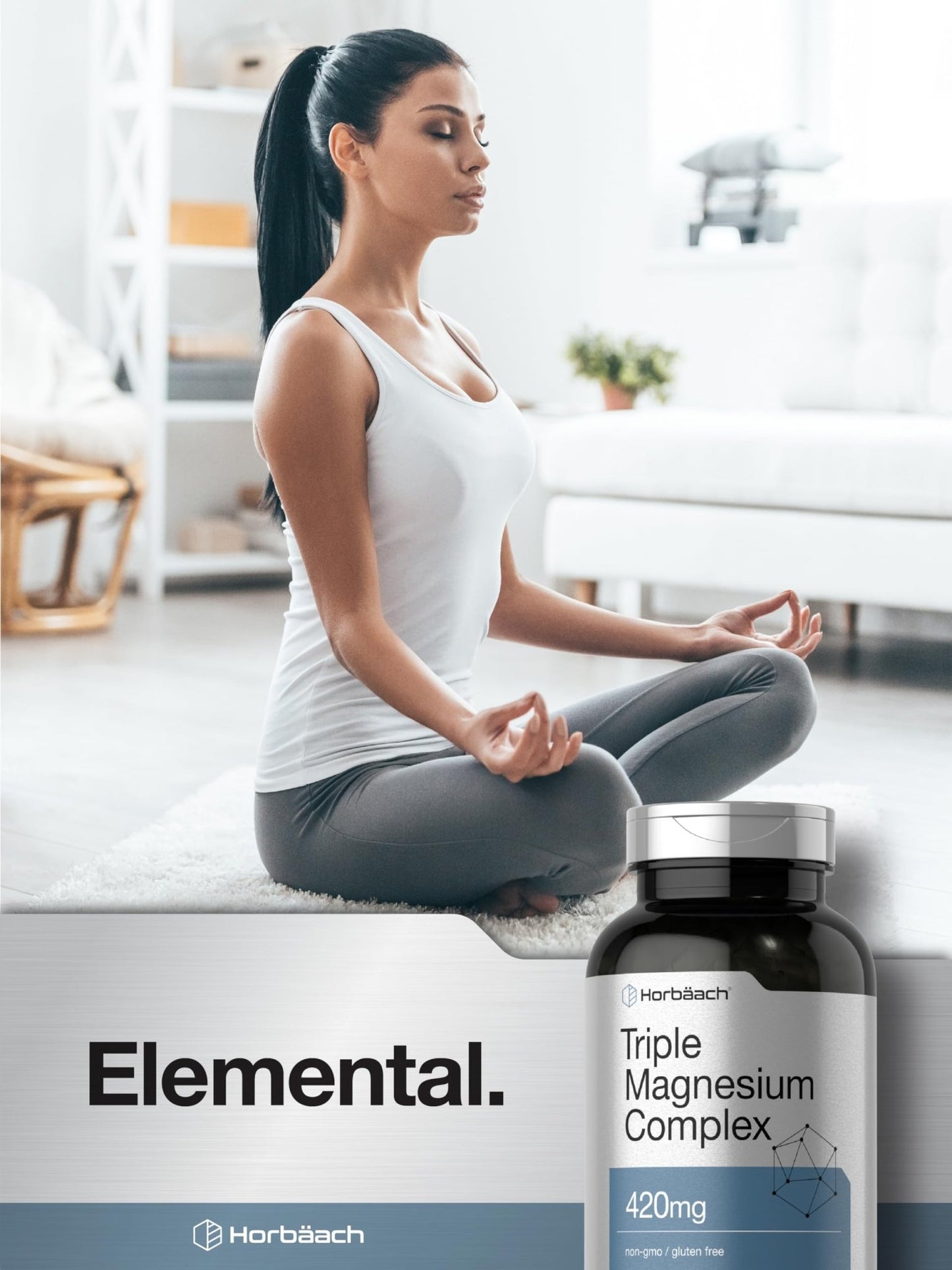 Horbäach Triple Magnesium Complex | 420 mg | 250 Capsules | Non-GMO and Gluten Free Formula | Magnesium Oxide, Citrate, and Aspartate Dietary Supplement - dailyvitalstore