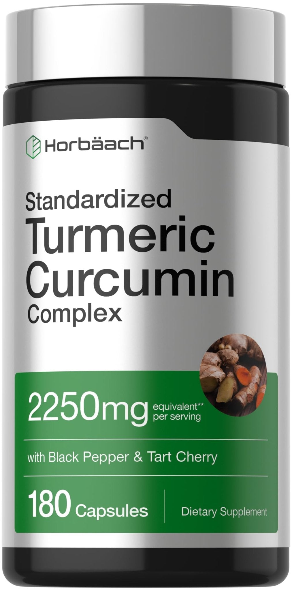 Horbäach Turmeric Curcumin Supplement | 180 Capsules | with Black Pepper & Tart Cherry | Non-GMO & Gluten Free - dailyvitalstore