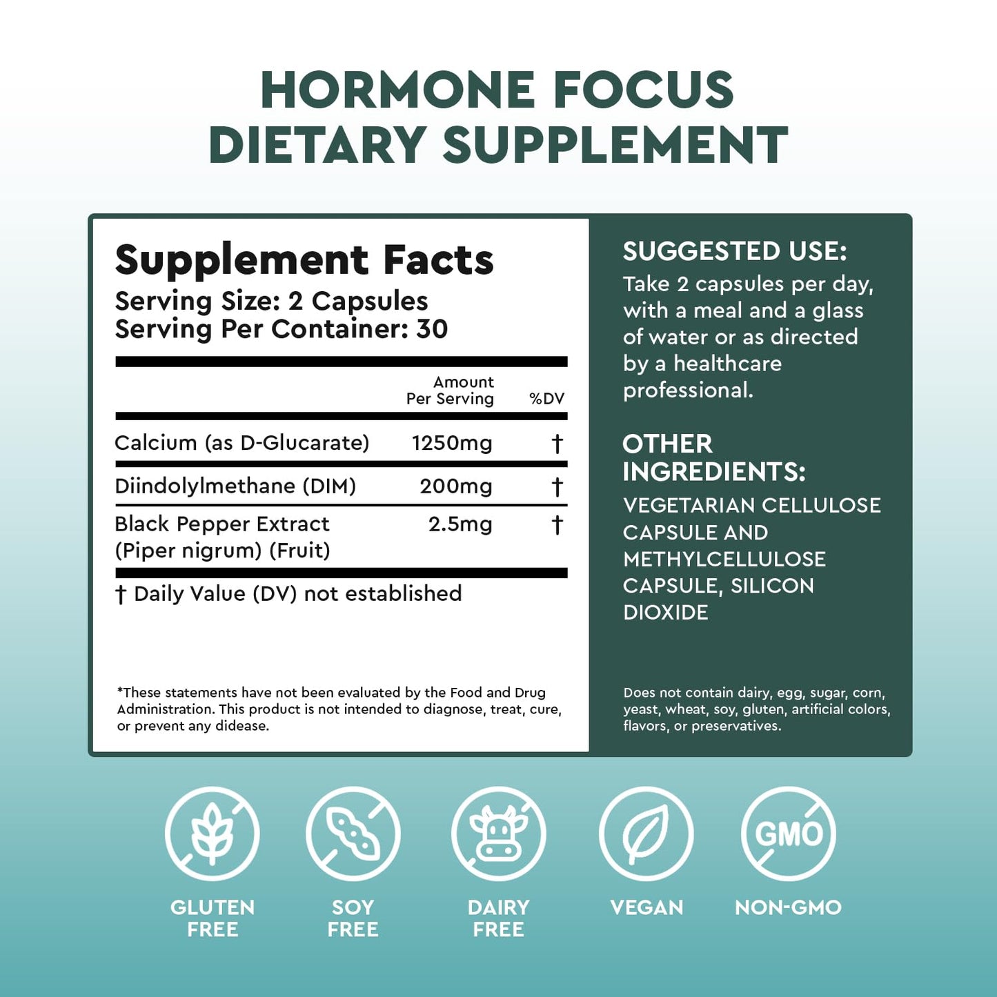 Hormone Focus – Estrogen Balance for Women - DIM Supplement with Diindolylmethane, Calcium D-Glucarate & BioPerine – Supports Hormonal Health, Mood, Energy, Mental Clarity, Clear Skin & Weight - dailyvitalstore