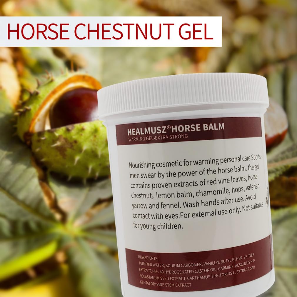 Horse Chestnut Cream Extra Strength Warming Massage Gel 16.9 Fl Oz (500mL) - Pferdebalsam for Varicose Veins, Muscle, Neck & Joint Discomfort, Bruises and Numbness - dailyvitalstore