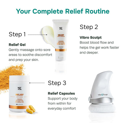 Hot Vita Relief Gel - Plant-Based Cooling Gel with Arnica, Turmeric & Eucalyptus - Soothing Formula for Muscle Fatigue, Tired Legs - dailyvitalstore