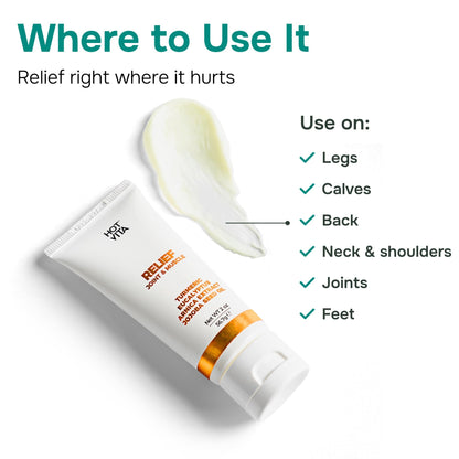Hot Vita Relief Gel - Plant-Based Cooling Gel with Arnica, Turmeric & Eucalyptus - Soothing Formula for Muscle Fatigue, Tired Legs - dailyvitalstore