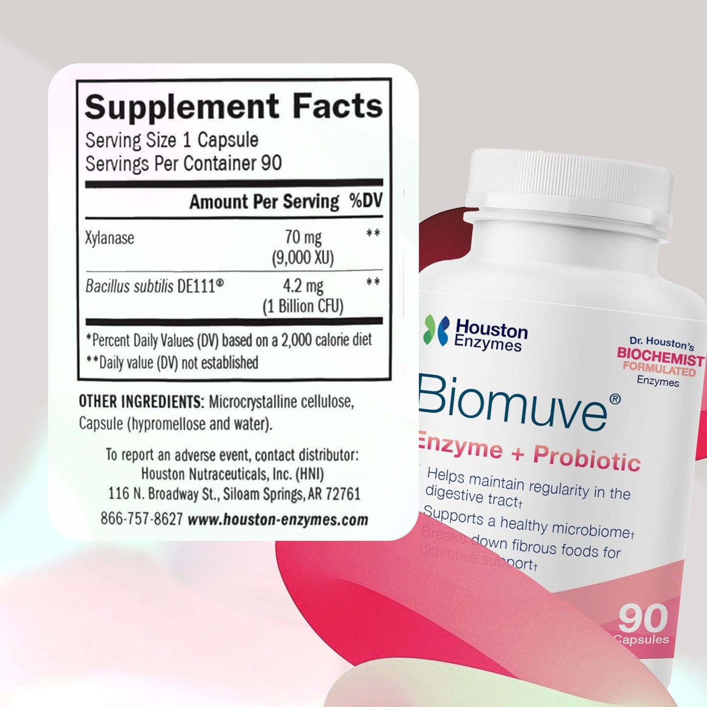 Houston Enzymes Biomuve – 120 Capsules | Professionally Formulated to Maintain Regularity & Healthy Bowel Movements | Unique Combination of Enzymes - dailyvitalstore