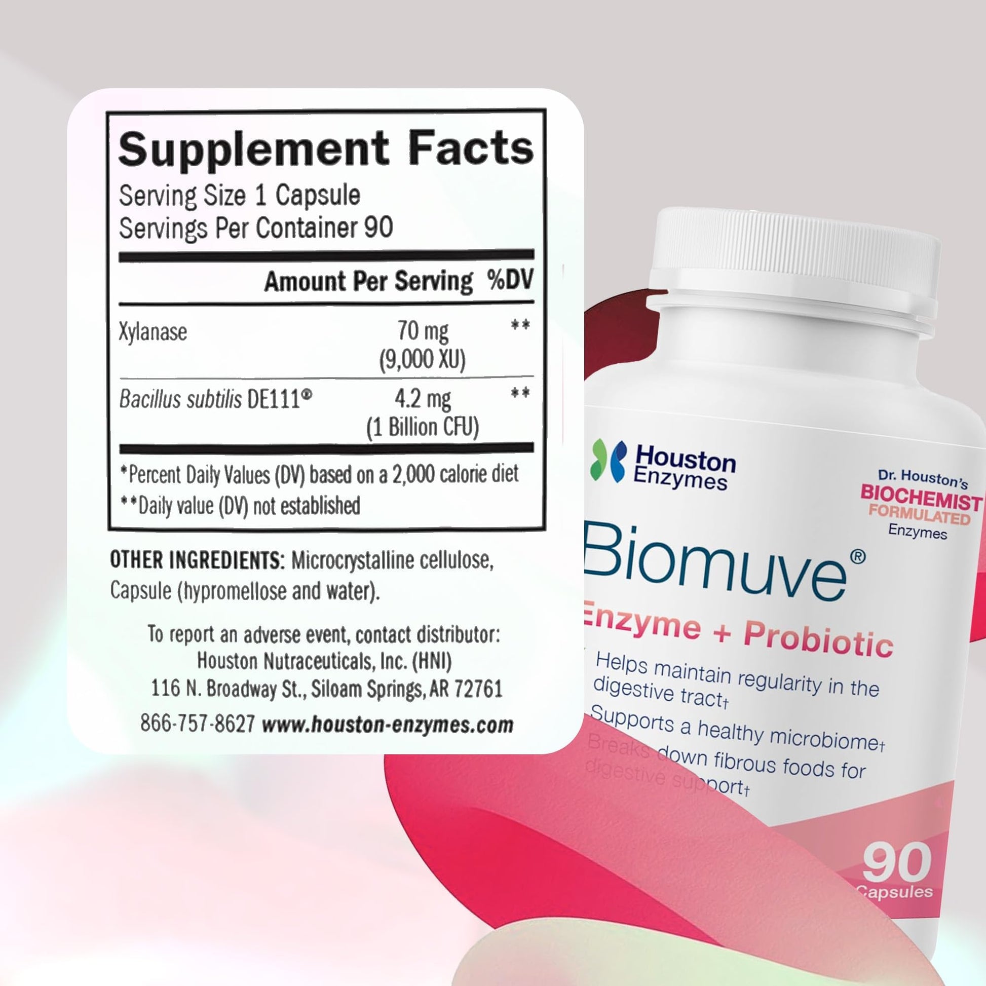 Houston Enzymes Biomuve – 120 Capsules | Professionally Formulated to Maintain Regularity & Healthy Bowel Movements | Unique Combination of Enzymes - dailyvitalstore