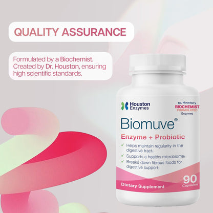 Houston Enzymes Biomuve – 120 Capsules | Professionally Formulated to Maintain Regularity & Healthy Bowel Movements | Unique Combination of Enzymes - dailyvitalstore