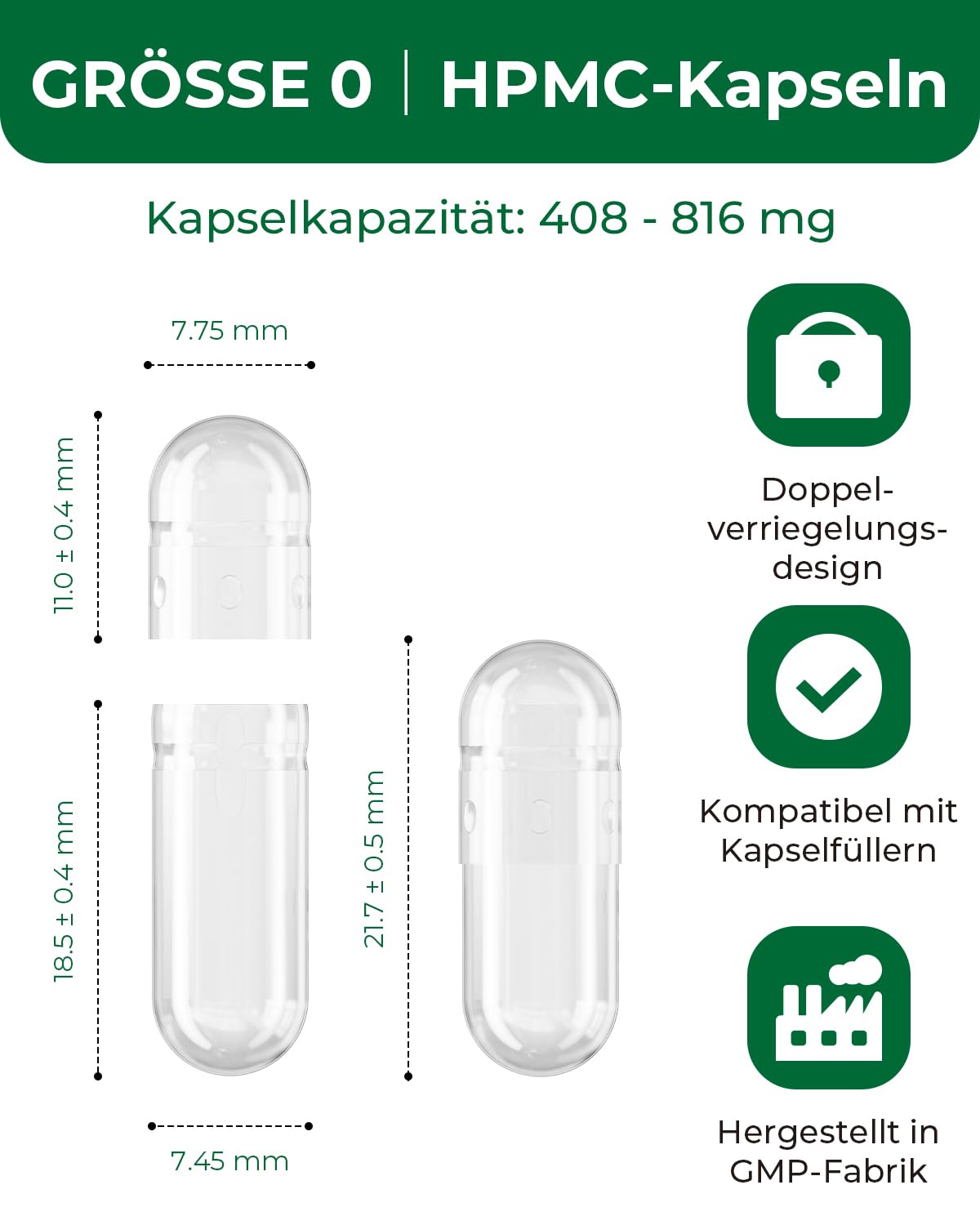 HPMC Empty Capsules Size 0-200 Clear Count Pill Capsules Empty - Plant-Based Cellulose | Vegetarian, Halal, Non-GMO | for DIY Supplement & Herbal Filling - dailyvitalstore