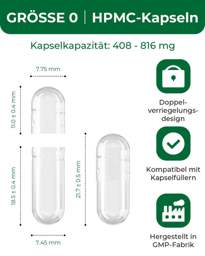 HPMC Empty Capsules Size 0-200 Clear Count Pill Capsules Empty - Plant-Based Cellulose | Vegetarian, Halal, Non-GMO | for DIY Supplement & Herbal Filling - dailyvitalstore