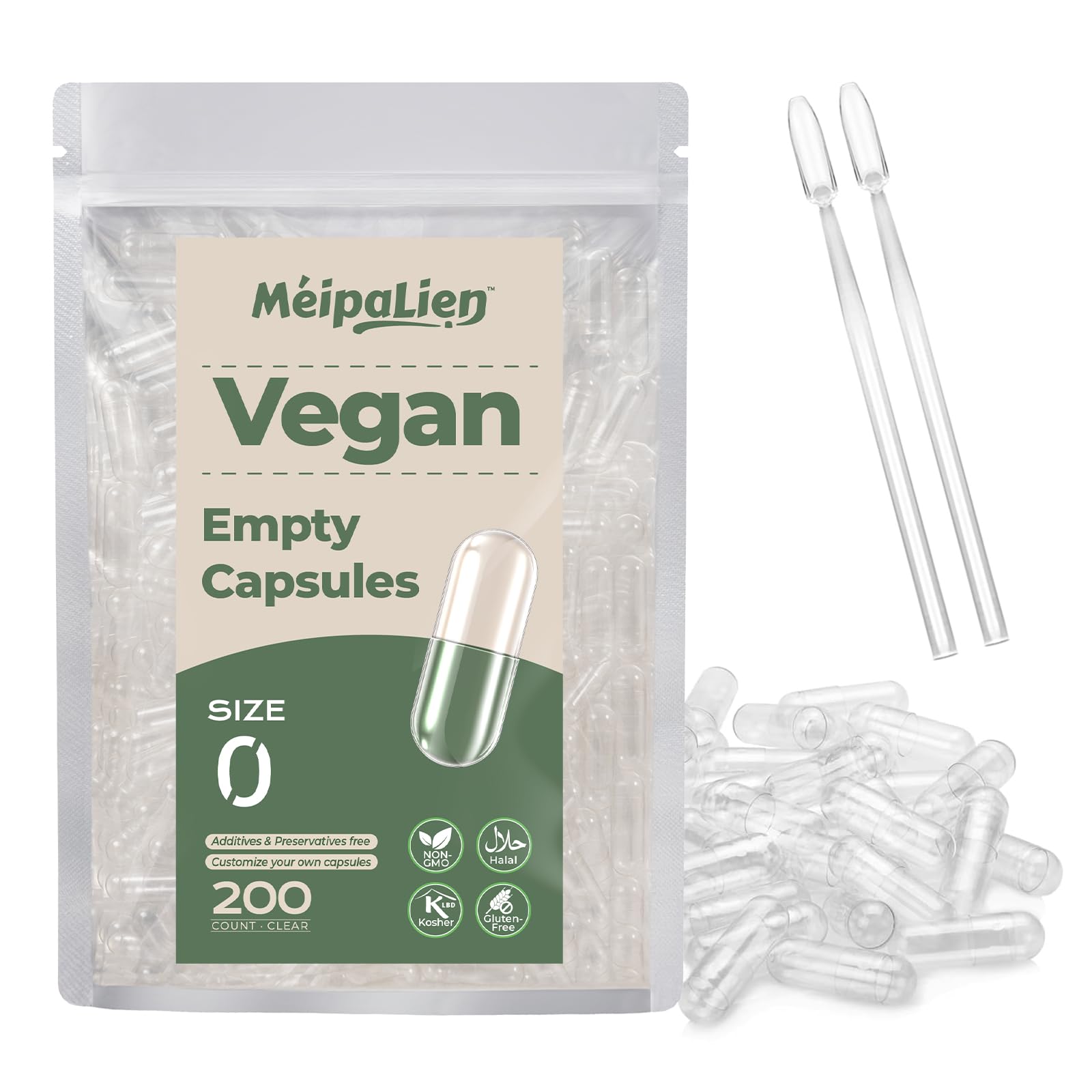 HPMC Empty Capsules Size 0-200 Clear Count Pill Capsules Empty - Plant-Based Cellulose | Vegetarian, Halal, Non-GMO | for DIY Supplement & Herbal Filling - dailyvitalstore