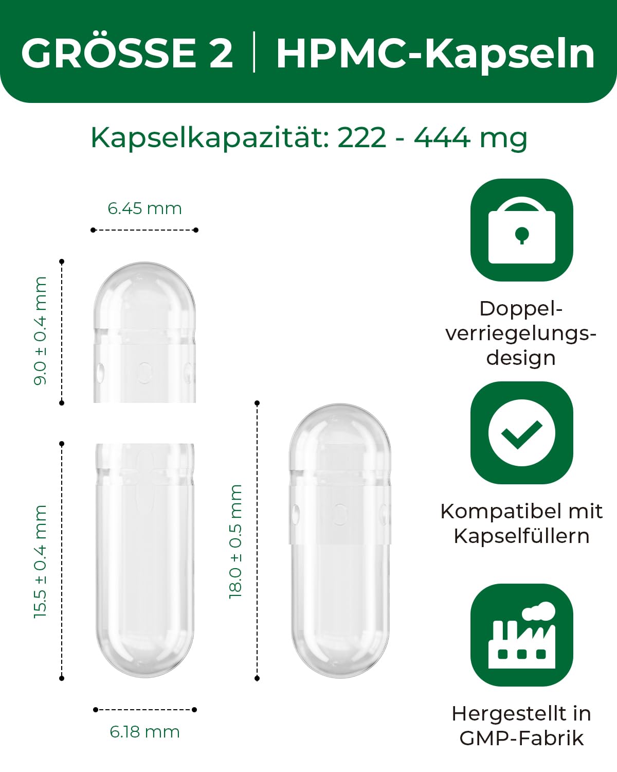 HPMC Empty Capsules Size 2-200 Clear Count Pill Capsules Empty - Plant-Based Cellulose | Vegetarian, Halal, Non-GMO | for DIY Supplement & Herbal Filling - dailyvitalstore