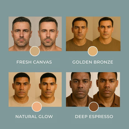 Hues for Him Foundation for Men – Full-Coverage, Lightweight & Hydrating Fit | Natural Coverage | Oil Control & Perfect Fit for Men’s Faces | Available in 4 Shades | Fresh Canvas, .67oz - dailyvitalstore
