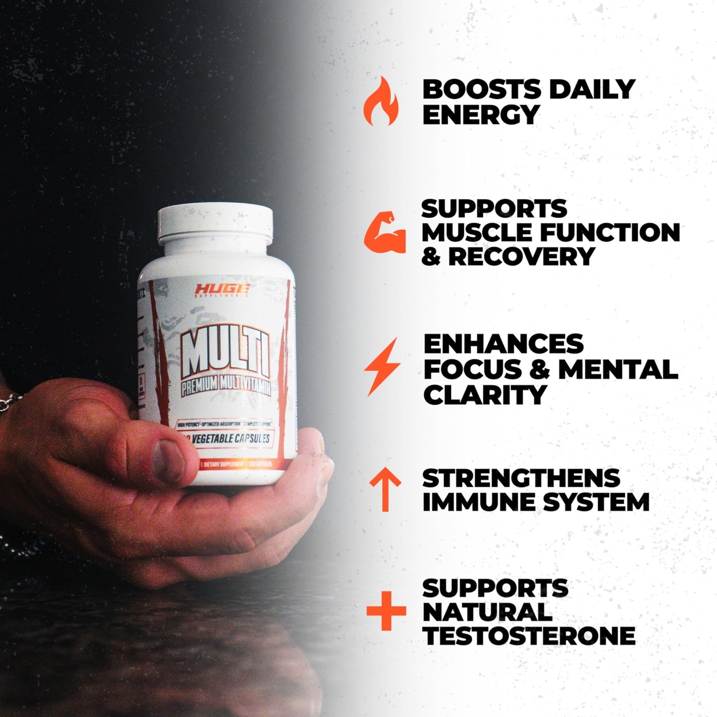 Huge Multi, Multivitamin for Men, High-Performance All-in-One Formula for Athletes & Bodybuilding, Vitamin & Mineral Replenishment, Supports Immune System & Healthy Hormone Levels (120 Capsules) - dailyvitalstore