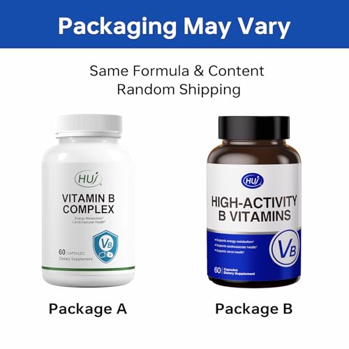 HUJ High-Activity B Vitamins - Supports Normal Energy Metabolism & Nerve System Health - Supplement with 8 B Vitamins, Inositol and D-Chiro Inositol - 60 Capsules. - dailyvitalstore