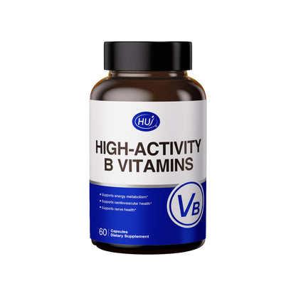 HUJ High-Activity B Vitamins - Supports Normal Energy Metabolism & Nerve System Health - Supplement with 8 B Vitamins, Inositol and D-Chiro Inositol - 60 Capsules. - dailyvitalstore