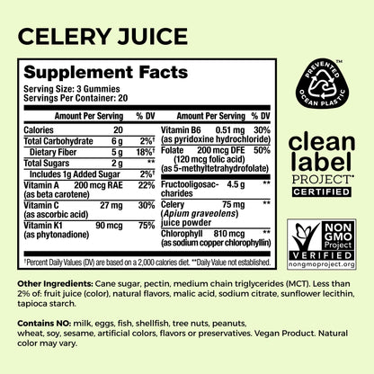 HUM Celery Juice Fiber Gummies for Adults, First Prebiotic Celery Juice Gummy, Gluten Free Fiber Supplement Supports Detoxification, Gut Health, Greens Gummies, Chlorophyll & Prebiotic Fiber, 60 Count - dailyvitalstore