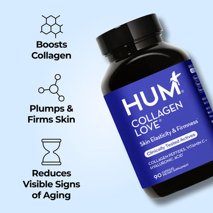 HUM Collagen Love Skin Supplement, Collagen Peptides Capsules with Hyaluronic Acid & Vitamin C, Supports Firm Skin & Helps Minimize Signs of Aging, Supplements - dailyvitalstore