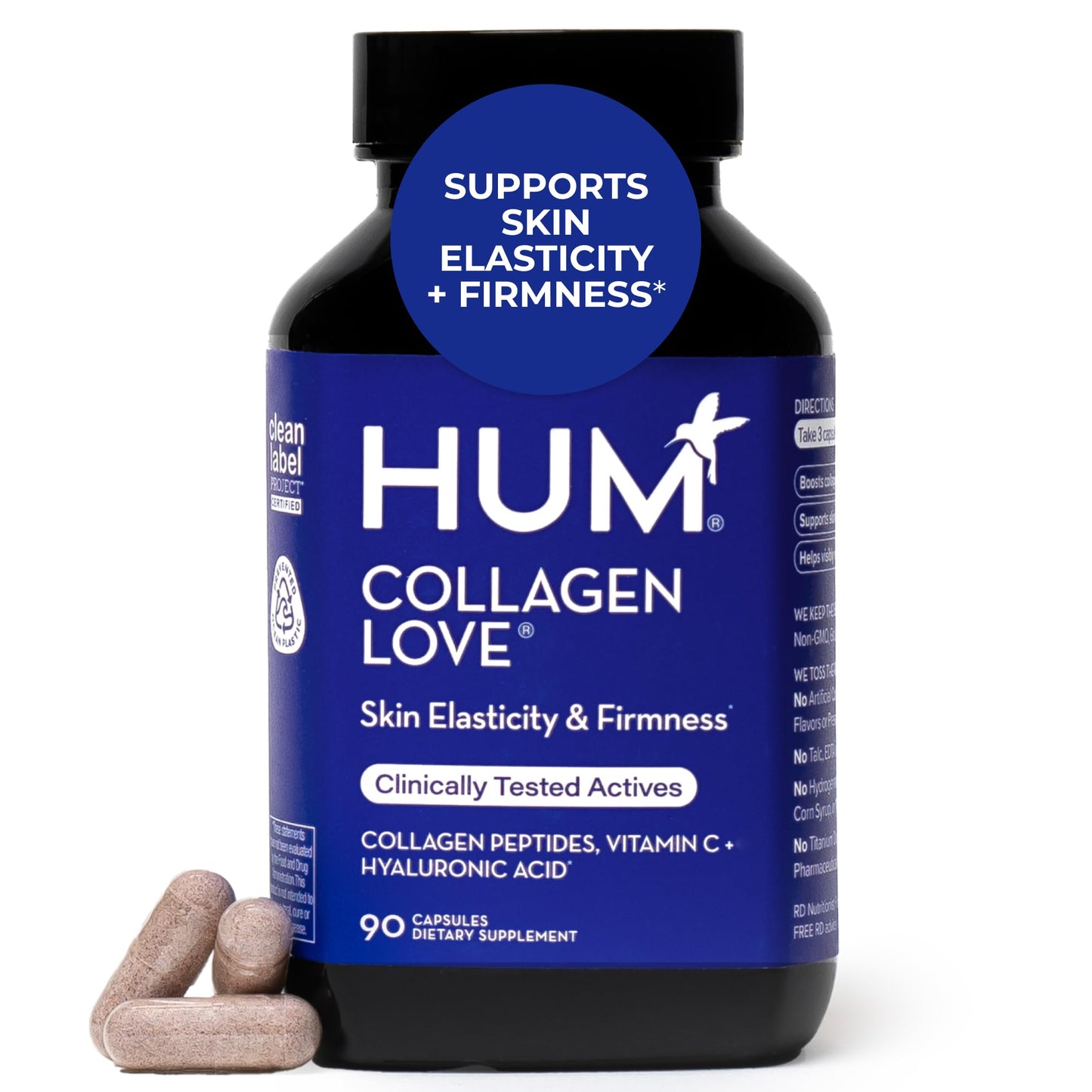 HUM Collagen Love Skin Supplement, Collagen Peptides Capsules with Hyaluronic Acid & Vitamin C, Supports Firm Skin & Helps Minimize Signs of Aging, Supplements - dailyvitalstore