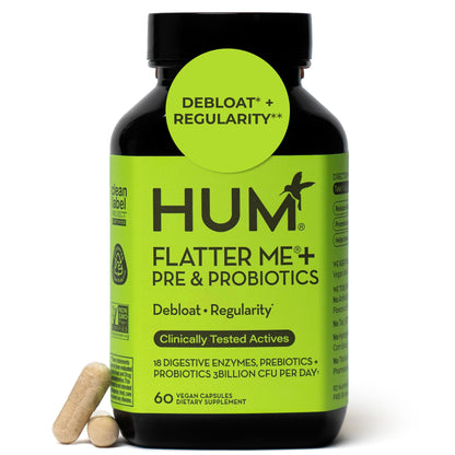 HUM Flatter Me Digestive Enzymes Plus Prebiotics & Probiotics, Digestive Health Bloating Supplement for Women & Men, Fast Acting Anti Bloat Pills Multi Enzyme - dailyvitalstore