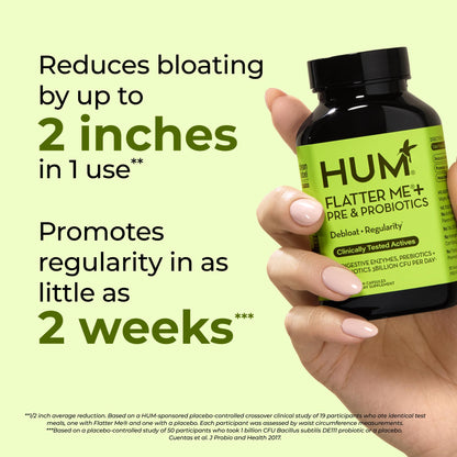 HUM Flatter Me Digestive Enzymes Plus Prebiotics & Probiotics, Digestive Health Bloating Supplement for Women & Men, Fast Acting Anti Bloat Pills Multi Enzyme - dailyvitalstore