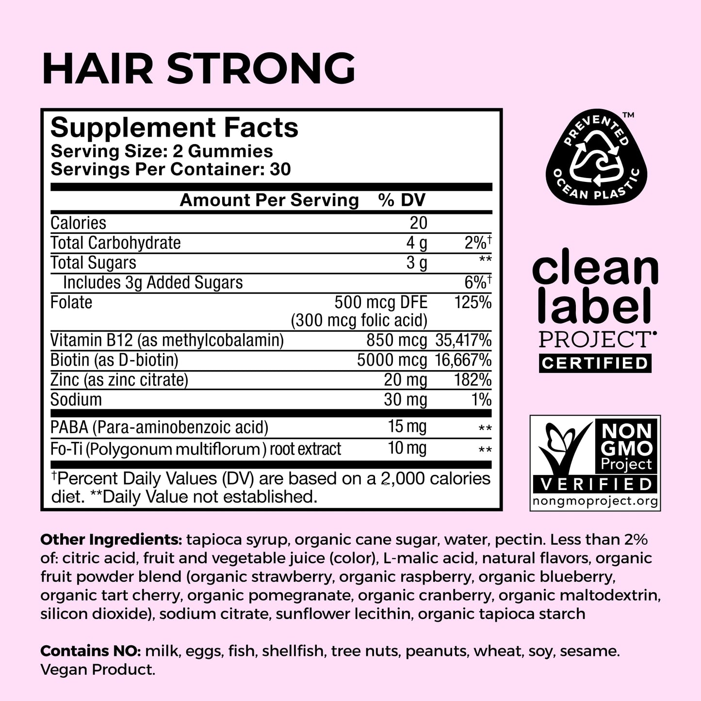 HUM Hair Strong Daily Hair Growth Gummies with Biotin, Zinc, Vitamin B12 to Support Growth, Folic Acid & Vitamin B12 Gummy Vitamins for Healthy Hair Support for Women and Men, 60 Gummies - dailyvitalstore
