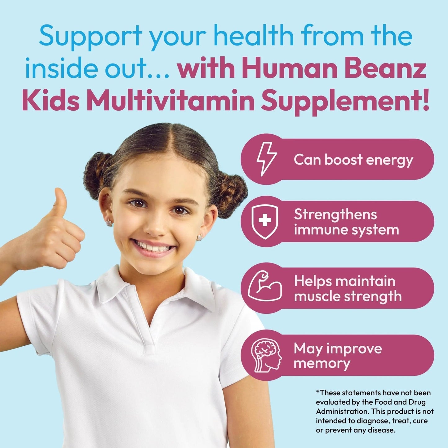 Human Beanz Multivitamin Jelly Bean Gummies with Zinc for Kids, Immune Support Dietary Supplements, Vegetarian, 120 Berry Blast Jelly Beans, Kosher - dailyvitalstore