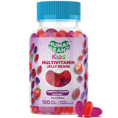 Human Beanz Multivitamin Jelly Bean Gummies with Zinc for Kids, Immune Support Dietary Supplements, Vegetarian, 120 Berry Blast Jelly Beans, Kosher - dailyvitalstore