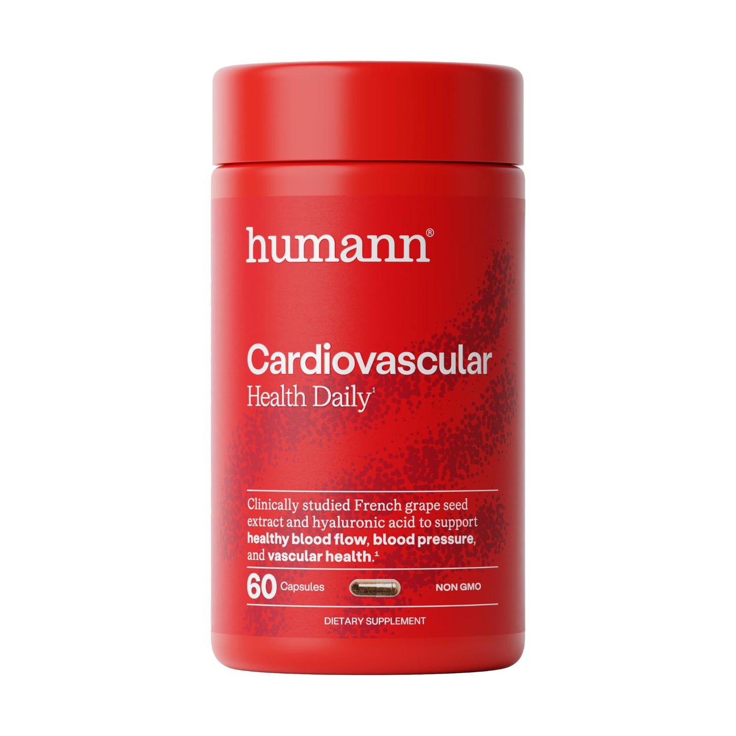 Humann Cardiovascular Health Daily, 4-in-1 Vascular & Blood Pressure Support, Grape Seed Extract Capsules & Hyaluronic Acid Circulation Supplements, Plant-Based Non-GMO, 60 Capsules - dailyvitalstore