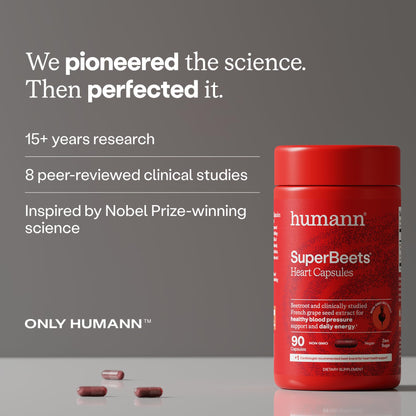 Humann SuperBeets Beet Root Capsules Quick Release 1000mg, Helps Support Nitric Oxide Production, Blood Pressure Support, Heart Health, Contains Non-GMO Beetroot Powder, Studied Antioxidants, 90 Count - dailyvitalstore